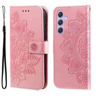 For Samsung Galaxy M54 5G 7-petal Flowers Embossing Leather Phone Case(Rose Gold)