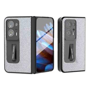 For OPPO Find N2 ABEEL Integrated Diamond Series Phone Case with Holder(Silver)