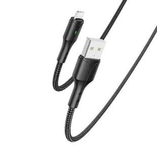 YESIDO CA97 2.4A USB to 8 Pin Braided Charging Data Cable with Indicator Light, Length:1.2m(Black)