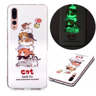 For Huawei P20 Pro Luminous TPU Soft Protective Case(Cats)