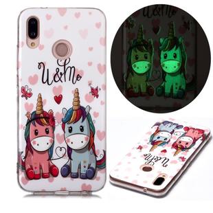 For Huawei P20 Lite Luminous TPU Soft Protective Case(Couple Unicorn)