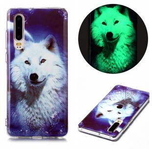 For Huawei P30 Luminous TPU Soft Protective Case(Starry Sky Wolf)