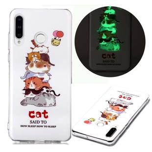 For Huawei P30 Lite Luminous TPU Soft Protective Case(Cats)