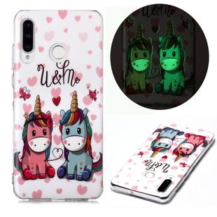 For Huawei P30 Lite Luminous TPU Soft Protective Case(Ferocious Wolf)