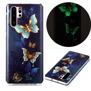 For Huawei P30 Pro Luminous TPU Soft Protective Case(Double Butterflies)