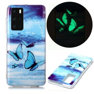 For Huawei P40 Luminous TPU Soft Protective Case(Butterflies)