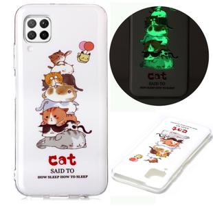 For Huawei P40 Lite Luminous TPU Soft Protective Case(Cats)