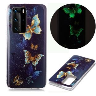 For Huawei P40 Pro Luminous TPU Soft Protective Case(Double Butterflies)