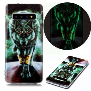 For Samsung Galaxy S10 Luminous TPU Soft Protective Case(Ferocious Wolf)