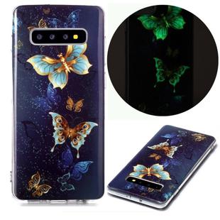 For Samsung Galaxy S10+ Luminous TPU Soft Protective Case(Double Butterflies)