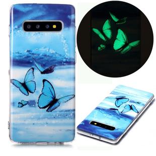 For Samsung Galaxy S10+ Luminous TPU Soft Protective Case(Butterflies)