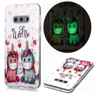 For Samsung Galaxy S10e Luminous TPU Soft Protective Case(Couple Unicorn)