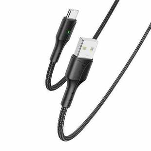 YESIDO CA97 2.4A USB to Type-C Braided Charging Data Cable with Indicator Light, Length:1.2m(Black)