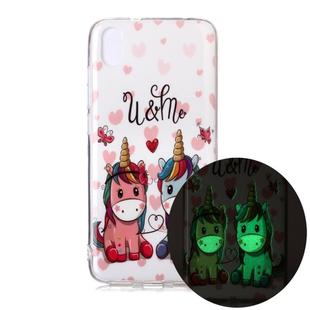 For Xiaomi Redmi 7A Luminous TPU Soft Protective Case(Couple Unicorn)