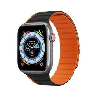 DUX DUCIS Magnetic Silicone Watch Band For Apple Watch 8 45mm(Black Orange)