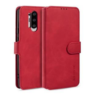 For Samsung Galaxy A21s DG.MING Retro Oil Side Horizontal Flip Case with Holder & Card Slots & Wallet(Red)