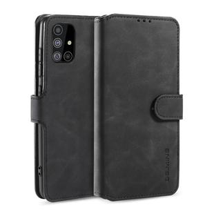 For Samsung Galaxy A51 5G DG.MING Retro Oil Side Horizontal Flip Case with Holder & Card Slots & Wallet(Black)