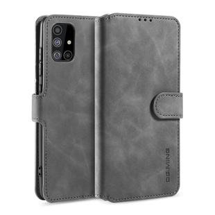 For Samsung Galaxy A51 5G DG.MING Retro Oil Side Horizontal Flip Case with Holder & Card Slots & Wallet(Gray)
