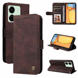 For Xiaomi Redmi 13C 4G Skin Feel Life Tree Metal Button Leather Phone Case(Brown)