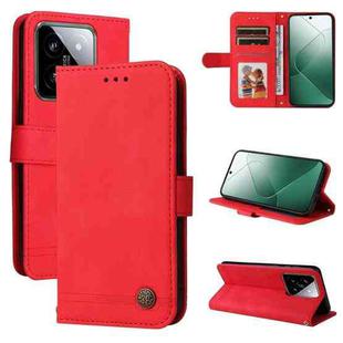 For Xiaomi 14 Skin Feel Life Tree Metal Button Leather Phone Case(Red)