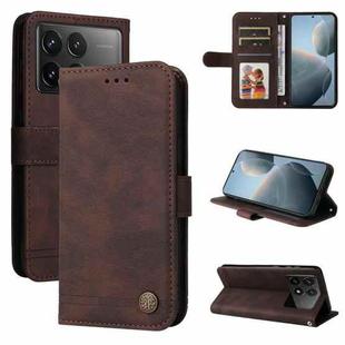 For Xiaomi Redmi K70E Skin Feel Life Tree Metal Button Leather Phone Case(Brown)