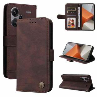 For Xiaomi Redmi Note13 Pro+ 5G Global Skin Feel Life Tree Metal Button Leather Phone Case(Brown)