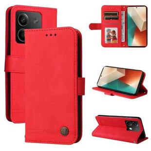 For Xiaomi Redmi Note13 5G Global Skin Feel Life Tree Metal Button Leather Phone Case(Red)