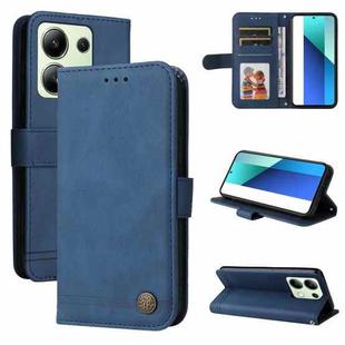 For Xiaomi Redmi Note13 4G Skin Feel Life Tree Metal Button Leather Phone Case(Blue)