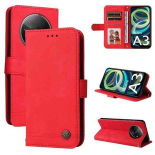 For Xiaomi Redmi A3 Skin Feel Life Tree Metal Button Leather Phone Case(Red)