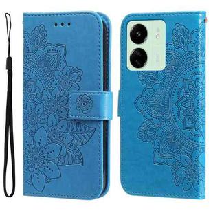 For Xiaomi Redmi 13C 4G 7-petal Flowers Embossing Leather Phone Case(Blue)