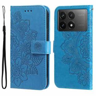 For Xiaomi Redmi K70 / K70 Pro 7-petal Flowers Embossing Leather Phone Case(Blue)