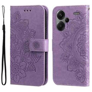 For Xiaomi Redmi Note13 Pro+ 5G Global 7-petal Flowers Embossing Leather Phone Case(Light Purple)