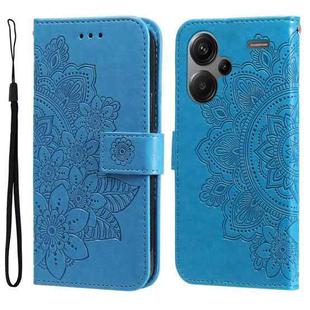 For Xiaomi Redmi Note13 Pro+ 5G Global 7-petal Flowers Embossing Leather Phone Case(Blue)