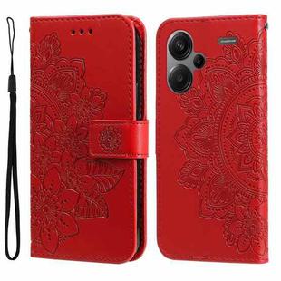 For Xiaomi Redmi Note13 Pro+ 5G Global 7-petal Flowers Embossing Leather Phone Case(Red)