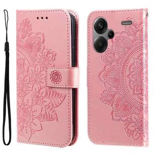 For Xiaomi Redmi Note13 Pro+ 5G Global 7-petal Flowers Embossing Leather Phone Case(Rose Gold)