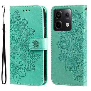 For Xiaomi Redmi Note13 Pro 5G Global 7-petal Flowers Embossing Leather Phone Case(Green)