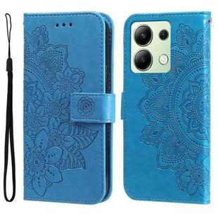 For Xiaomi Redmi Note13 4G 7-petal Flowers Embossing Leather Phone Case(Blue)