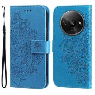 For Xiaomi Redmi A3 7-petal Flowers Embossing Leather Phone Case(Blue)