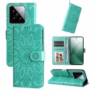 For Xiaomi 14 Embossed Sunflower Leather Phone Case(Green)