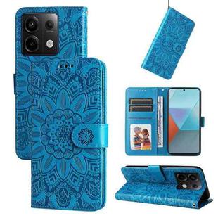 For Xiaomi Redmi Note13 Pro 5G Global Embossed Sunflower Leather Phone Case(Blue)