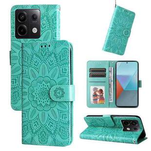 For Xiaomi Redmi Note13 Pro 5G Global Embossed Sunflower Leather Phone Case(Green)