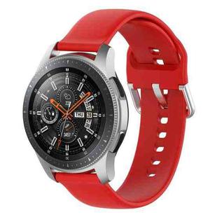 22mm Universal Silver Buckle Silicone Watch Band, Size:L(Red)