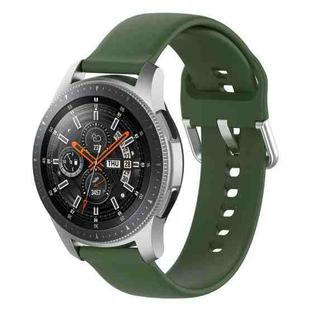 22mm Universal Silver Buckle Silicone Watch Band, Size:L(Dark Green)