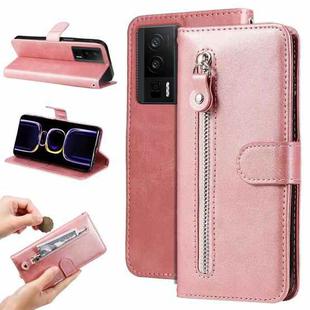 For Xiaomi Redmi K60 / K60 Pro Calf Texture Zipper Leather Phone Case(Rose Gold)