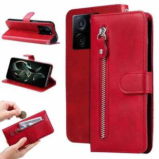 For Xiaomi 13T / Redmi K60 Ultra Calf Texture Zipper Leather Phone Case(Red)