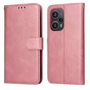 For Xiaomi Redmi Poco F5 Classic Calf Texture Flip Leather Phone Case(Rose Gold)