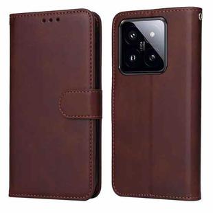 For Xiaomi 14 Pro Classic Calf Texture Flip Leather Phone Case(Brown)