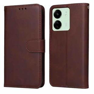 For Xiaomi Redmi 13C 4G Classic Calf Texture Flip Leather Phone Case(Brown)