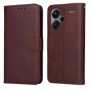 For Xiaomi Redmi Note13 Pro+ 5G Global Classic Calf Texture Flip Leather Phone Case(Brown)