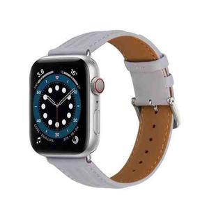 Embossed Line Genuine Leather Watch Band For Apple Watch SE 44mm(Lavender Purple)